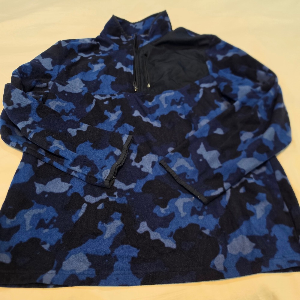Starter Quarter-Zip Fleece Mens XL Blue Camo Good Mock Neck Tactical Pocket